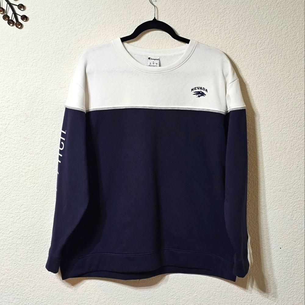 Champion Sweatshirt Womens L Nevada Wolf Pack Colorblock Crewneck Top